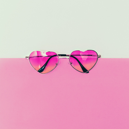 Fashionable sunglasses hearts. Minimalism fashion style