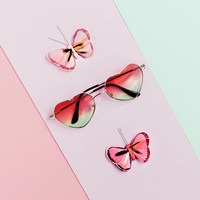 Fashion accessories sunglasses Pink hearts. Romantic summer styl